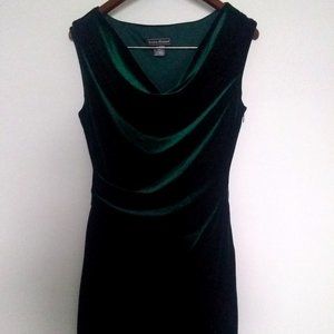Jessica Howard Velvet Green Sleeveless Knee Length Cowl Neck Winter 10 Dress